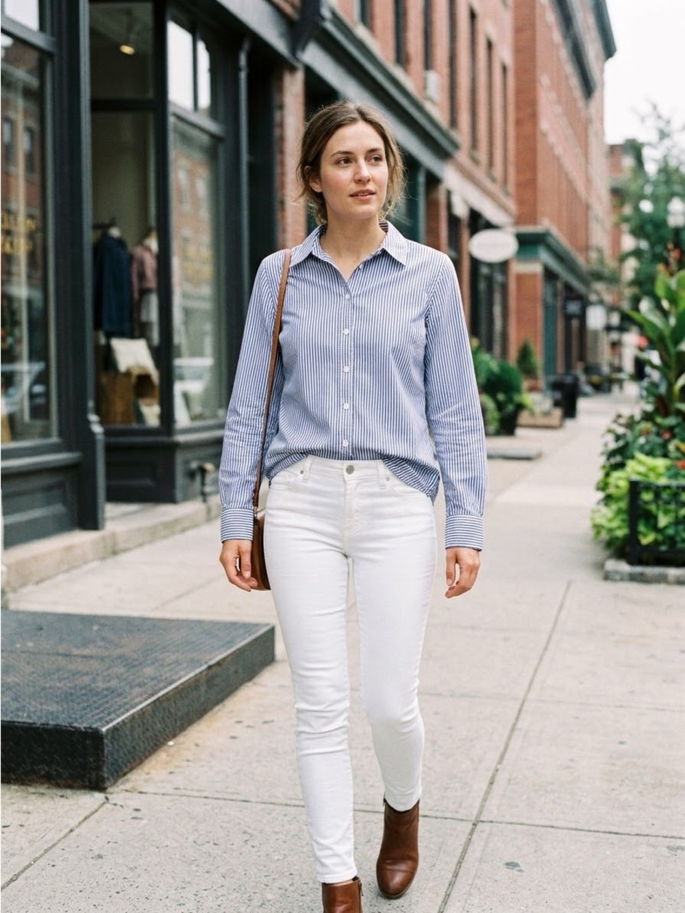Philosophy Vertical Blue and White Stripe Button-Down Shirt